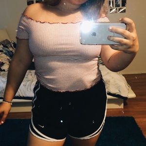 Zara Red & White Off The Shoulder Top